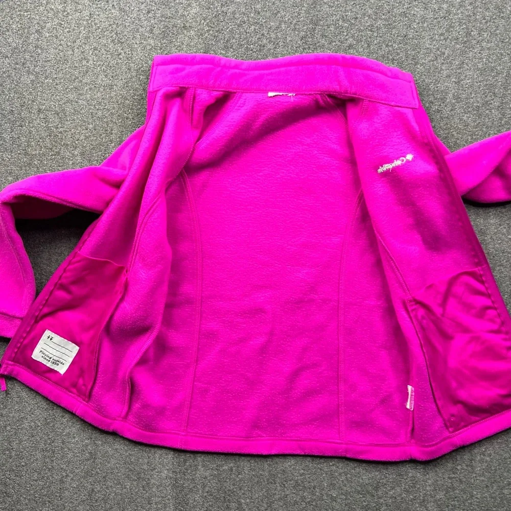 Columbia Fleece Jacket Girls L? Pink Full Zip Mock Neck Raglan Sleeve 3185